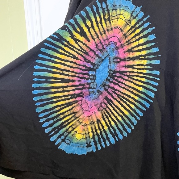 The Collection Royal Tie Dye Tunic Cardigan Open Front Duster Black Rainbow L XL - Picture 5 of 8
